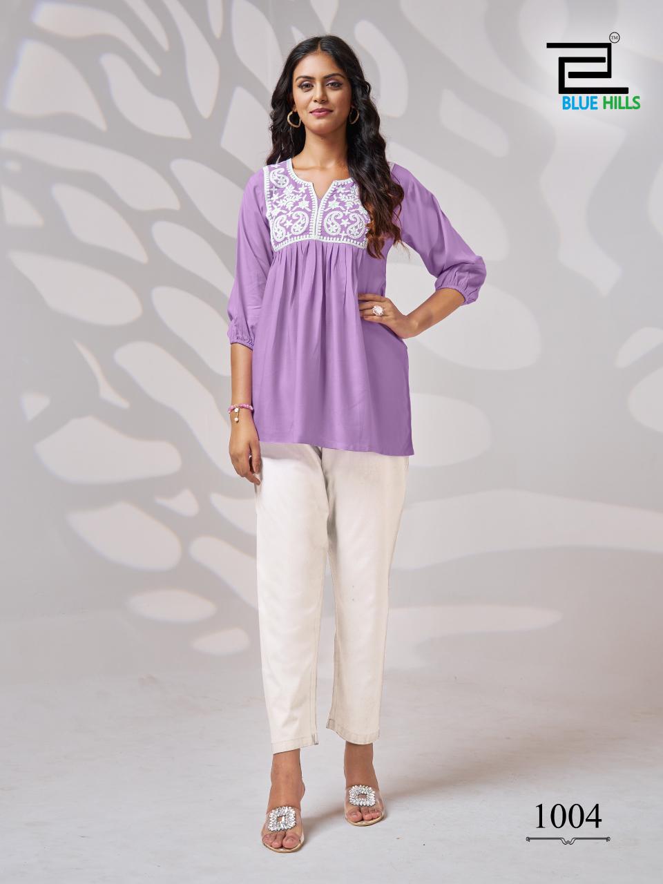 Universe By Blue Hills Rayon Embroidered Ladies Top Wholesale Price In Surat
